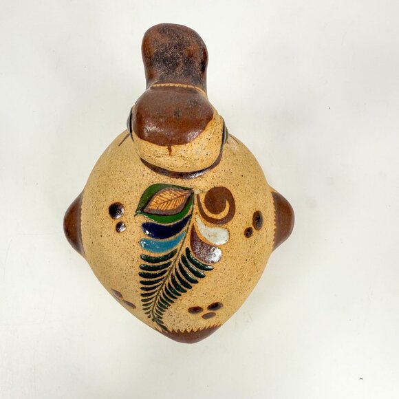 Tonala Mexico Netzi Pottery Duck Goose Figurine Hand Painted Signed Ceramic - Picture 6 of 8